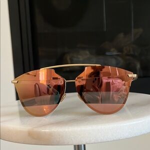 Christian Dior Gold Sunglasses with Rose-Tinted Lenses